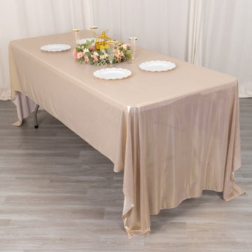 Blush Shimmer Sequin Dots Polyester Tablecloth