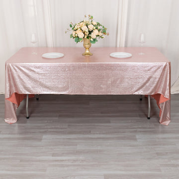 60"x126" Rose Gold Shimmer Sequin Dots Polyester Tablecloth, Wrinkle Free Sparkle Glitter Tablecover