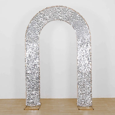 Silver sequin archway decoration for events or weddings