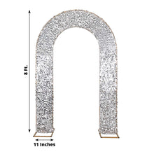 Silver Big Payette Sequin Open Arch Backdrop Cover, Sparkly U-Shaped Fitted Wedding Arch Slipcover
