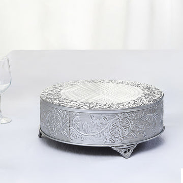 Elegant Silver Embossed Cake Stand Riser