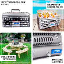 Silver Inflatable 80's Themed Boom Box Ice Beverage Cooler