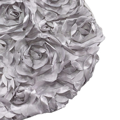 Silk rose petal round decorative mat in soft gray color