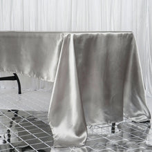 Rectangular Silver Satin Tablecloth 60 Inch x 126 Inch  