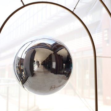 Silver Stainless Steel Gazing Globe Mirror Ball, Reflective Shiny Hollow Garden Sphere - 16"