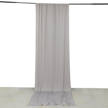 Silver 4-Way Stretch Spandex Drapery Panel with Rod Pockets, Wrinkle Resistant Backdrop