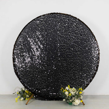 <strong>Opulent Black Big Payette Sequin Round Backdrop Cover </strong>