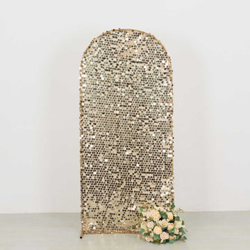 Shimmery Champagne Big Payette Sequin Backdrop Cover