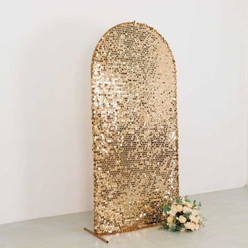 Shimmery Gold Big Payette Sequin Fitted Backdrop Cover