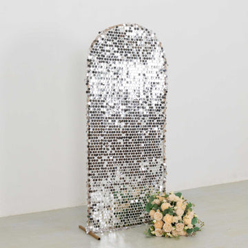 Luxurious Silver Big Payette Sequin Backdrop Cover