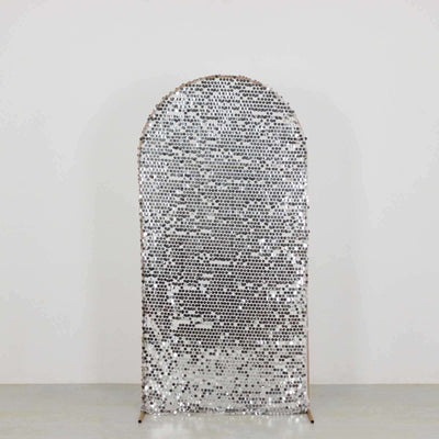 Silver sequin arch backdrop for events and photo shoots