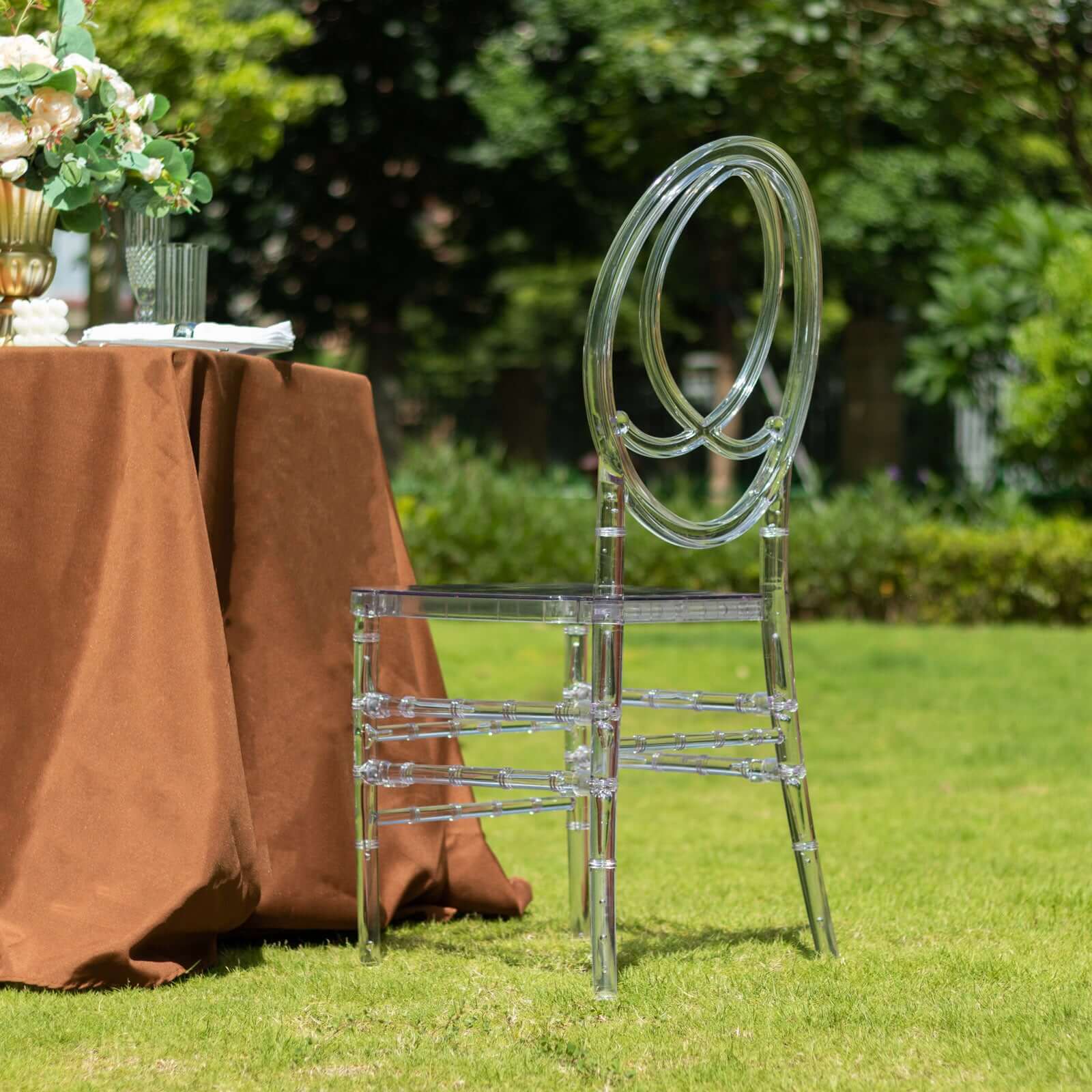 KAIHAOWIN Luxury Modern Acrylic Folding Chair-Ghost Stackable Crystal Folding Chair-PC Plastic Living Room Seat-Chrome Frame and Foldable Acrylic