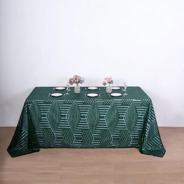 Add a Touch of Elegance with the Hunter Emerald Green Seamless Diamond Sequin Tablecloth