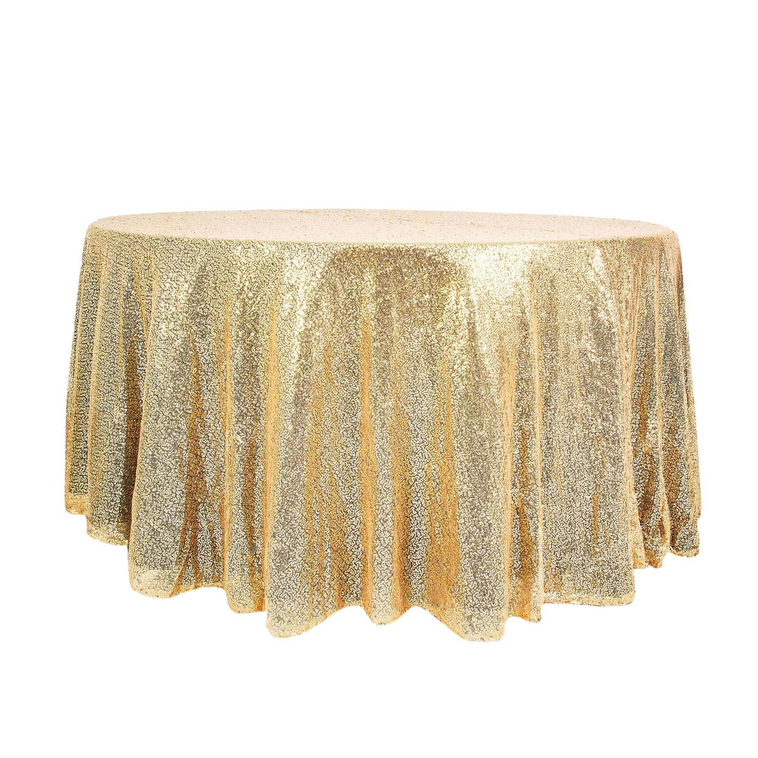 Gold sequin round tablecloth for elegant events and decor