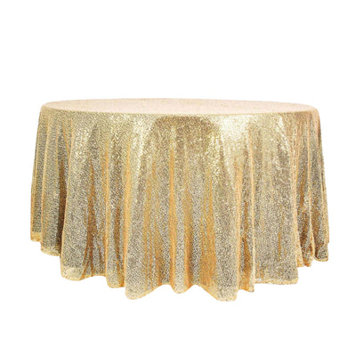 Sequin Round Tablecloth 120" Champagne - Seamless Table Cover