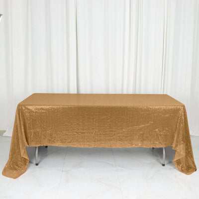 Sequin Rectangle Tablecloth 60"x126" Gold - Shimmering Design Stylish Decor for Parties