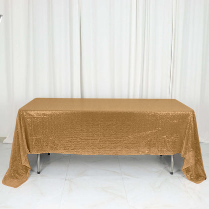 Sequin Rectangle Tablecloth 60"x126" Gold - Shimmering Design Stylish Decor for Parties