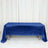 Shiny blue sequin tablecloth on a table against a white backdrop