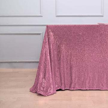 Transform Your Table Decor with the Pink Seamless Premium Sequin Rectangle Tablecloth