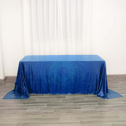 Sequin Rectangle Tablecloth 90"x132" Royal Blue - Seamless Glittering Finish Table Cover