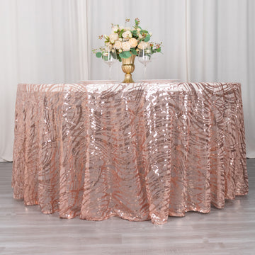 Elevate Your Tablescapes with the Rose Gold Wave Mesh Round Tablecloth