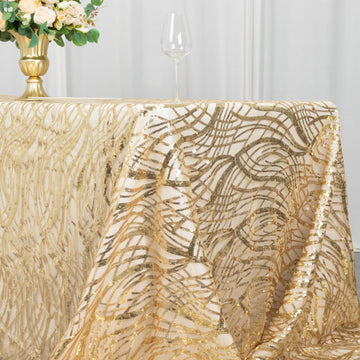 Create a Resplendent Centerpiece with the Champagne Wave Mesh Tablecloth