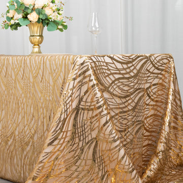 Unleash Your Creativity with the Sparkling Gold Wave Mesh Tablecloth