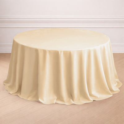 Polyester Round Tablecloth 132" Beige - Seamless Finish Table Cover