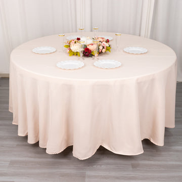 Blush Seamless Premium Polyester Round Tablecloth: The Perfect Addition to Your Event Decor