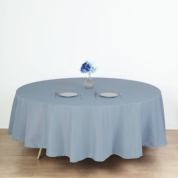 Elevate Your Event Decor with the Dusty Blue Seamless Polyester Round Tablecloth 108