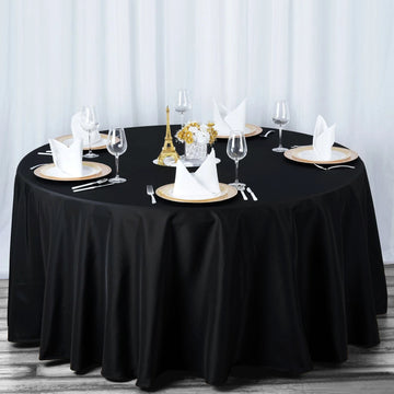 Black Seamless Premium Polyester Round Tablecloth 220GSM 108"