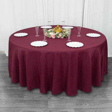 Create a Memorable Event with the Burgundy Seamless Premium Polyester Round Tablecloth