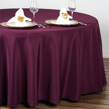 Elevate Your Event with the Eggplant Seamless Polyester Round Tablecloth 108"