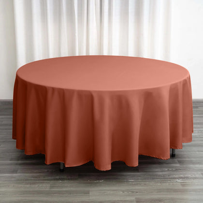 Polyester Round Tablecloth 108" Terracotta (Rust) - Durable and Stain-Resistant for Easy Maintenance