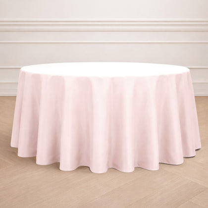 Polyester Round Tablecloth 120" Blush - Durable & Seamless Table Cover