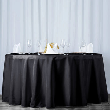 Elevate Your Table Setting with a Black Seamless Premium Polyester Round Tablecloth
