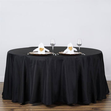 Black Seamless Polyester Round Tablecloth 120