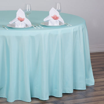 Elevate Your Dining Experience with the Blue Seamless Polyester Round Tablecloth
