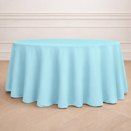 Polyester Round Tablecloth 120" Light Blue - Durable & Seamless Table Cover