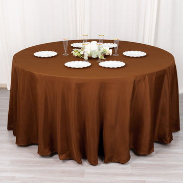 Durable and Versatile: The Cinnamon Brown Seamless Polyester Round Tablecloth 120