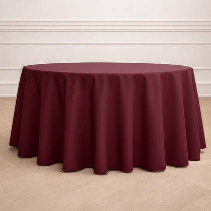 Polyester Round Tablecloth 120" Burgundy - Durable & Seamless Table Cover