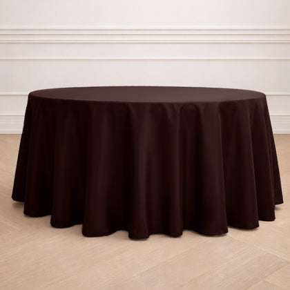 Polyester Round Tablecloth 120" Chocolate - Durable & Seamless Table Cover