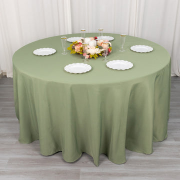 Experience Elegance and Versatility with the Dusty Sage Green Seamless Polyester Round Tablecloth