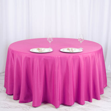 Create a Stunning Fuchsia-themed Setting with the Seamless Polyester Round Tablecloth 120