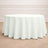 Round white tablecloth on a wooden floor backdrop.