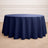 Navy round tablecloth on a wooden floor backdrop.