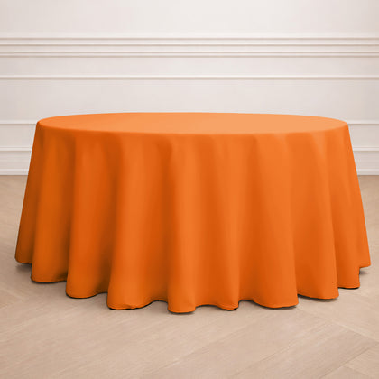 Polyester Round Tablecloth 120" Orange - Durable & Seamless Table Cover