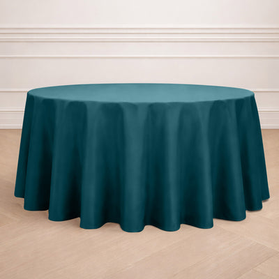 Polyester Round Tablecloth 120" Peacock Teal - Durable & Seamless Table Cover