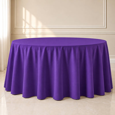 Polyester Round Tablecloth 120" Purple - Durable & Seamless Table Cover