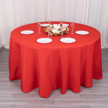 Create a Captivating Atmosphere with the Red Seamless Premium Polyester Round Tablecloth
